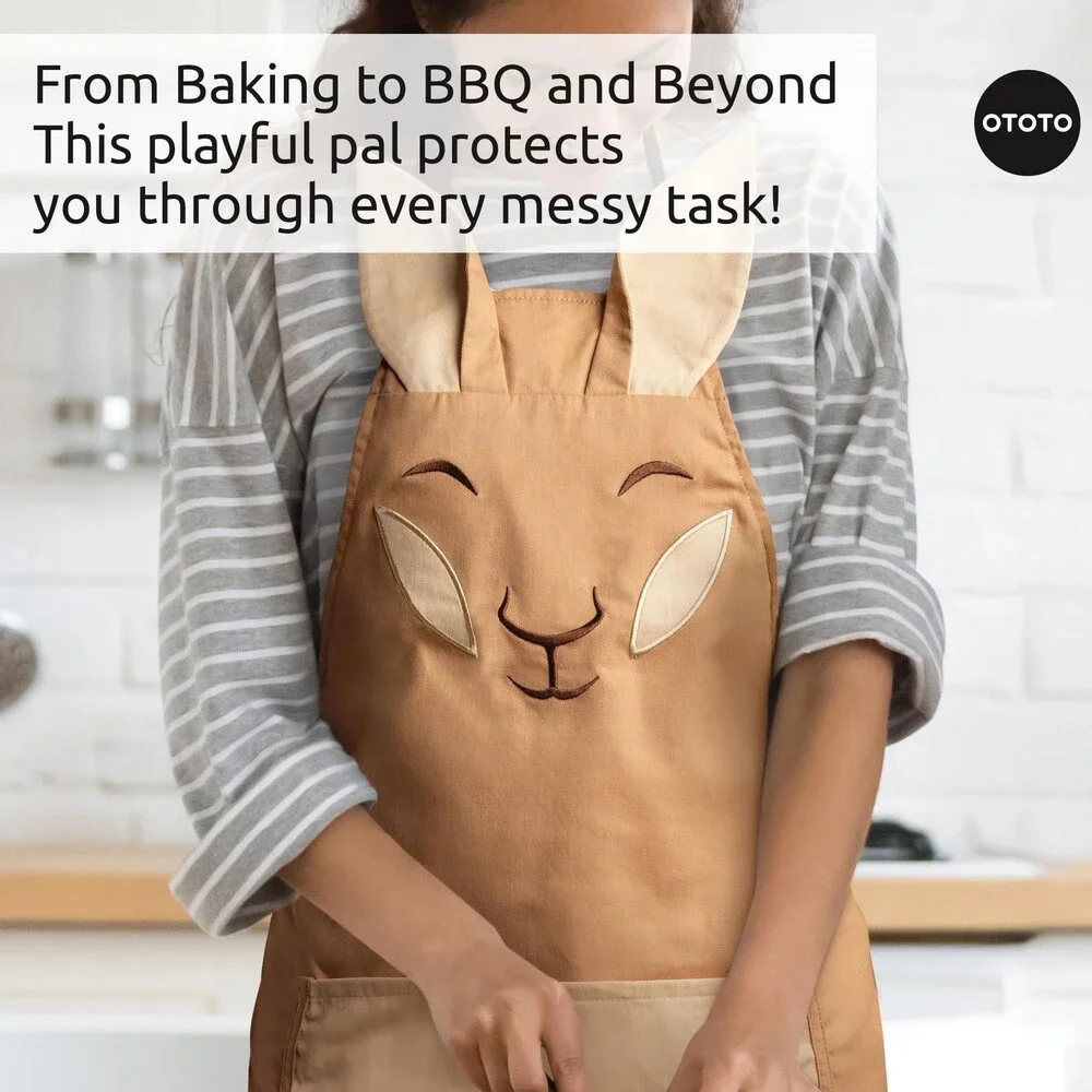 OTOTO White Aproo Cooking Apron – Cute Kitchen Pockets Funny BROWN APROO ONLY